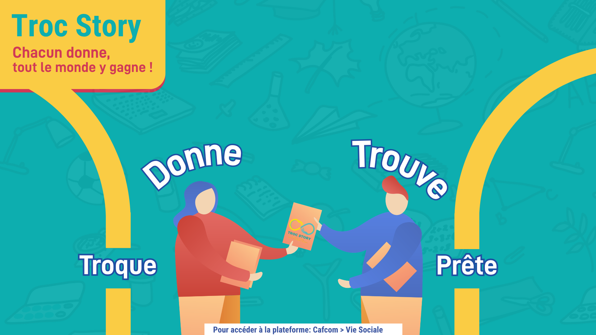 Visuel de campagne interne TrocStory réalisé par Sylvie Fabri (sfabri) pour la Caf06.