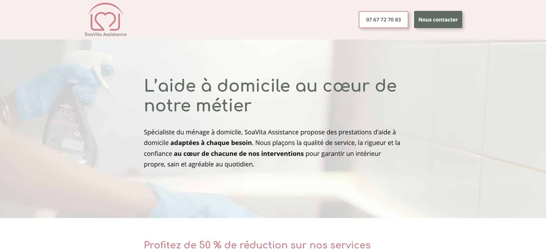 Site web réalisé par Sylvie Fabri (sfabri) pour Soavita Assistance, entreprise de services, dans le cadre d’un projet de création digitale sous WordPress