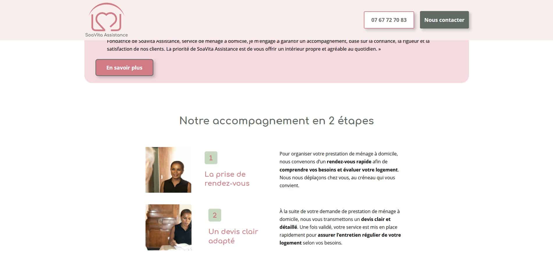 Projet de site web réalisé par Sylvie Fabri (sfabri) pour Soavita Assistance, entreprise de services, dans une logique de communication digitale.