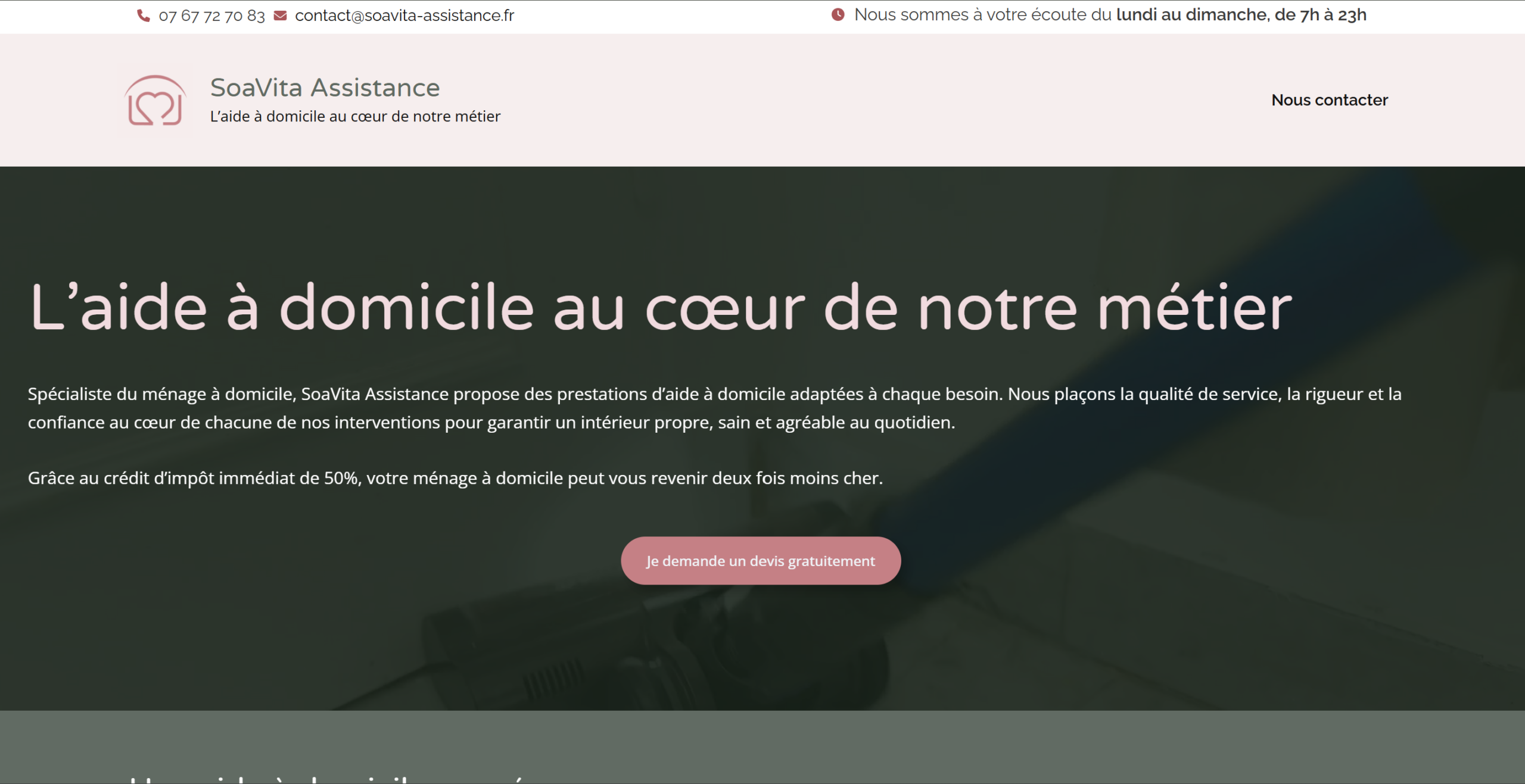 Site web réalisé par Sylvie Fabri (sfabri) pour Soavita Assistance, entreprise de services, dans le cadre d’un projet de création digitale sous WordPress